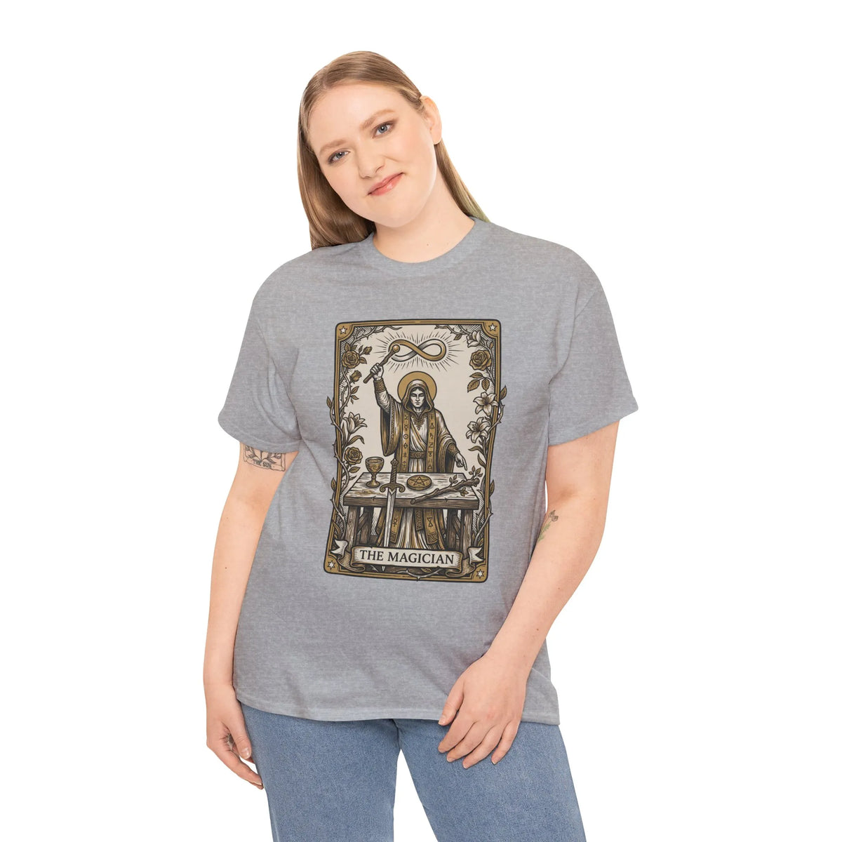The Magician Tarot Card T-Shirt - Heavyweight 100% Cotton Classic Tee - Unisex White