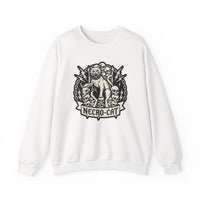 Skull Throne Heavy Metal Cats Sweatshirt - Heavy Blend Fleece Crewneck - Unisex White