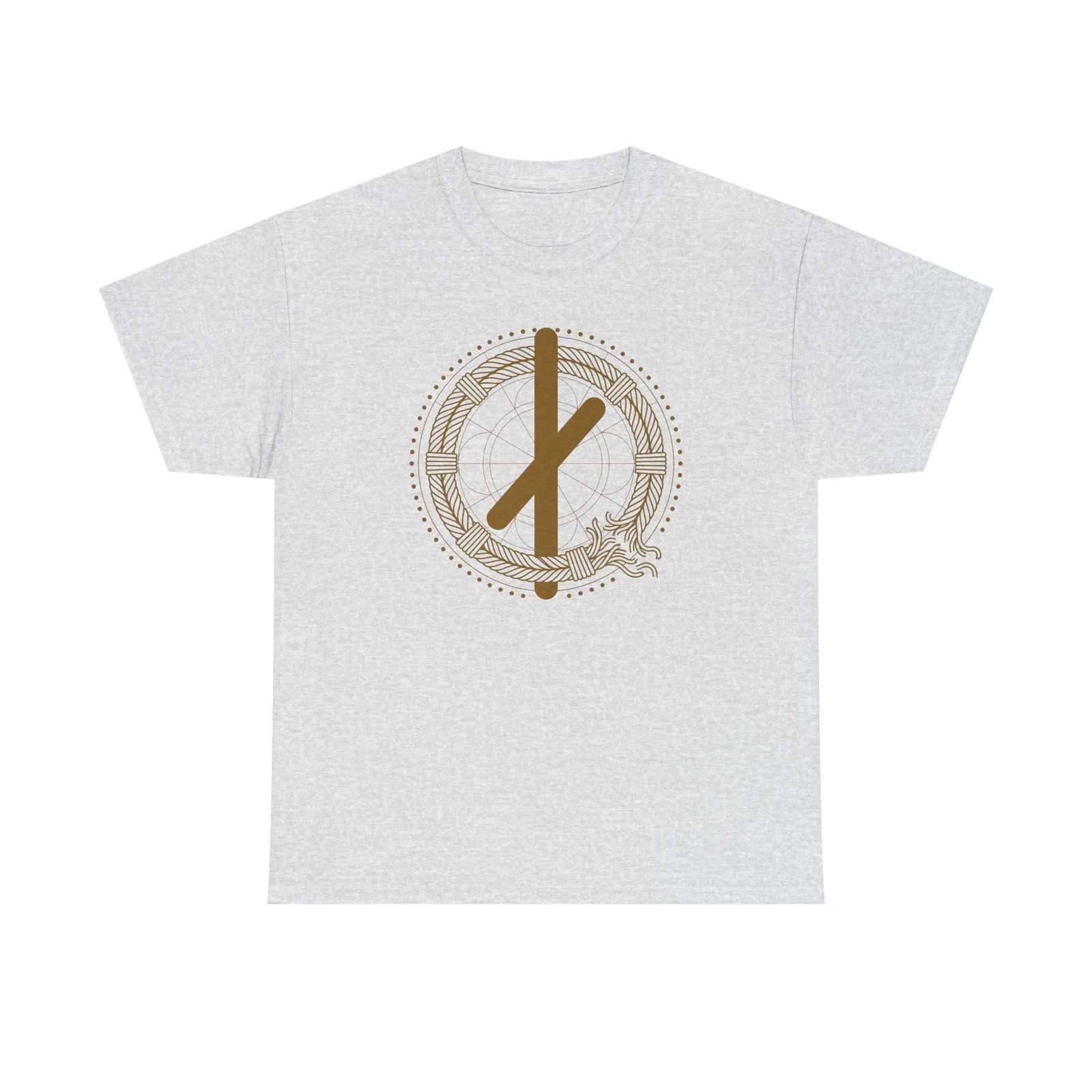 Nauthiz Norse Rune Graphic T-Shirt - Heavyweight Cotton Classic Tee - Unisex White