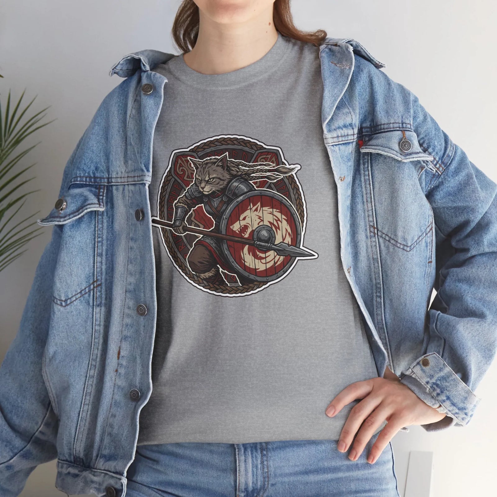 Viking Berserker Cats Shieldmaiden T-Shirt - Heavy Cotton Classic Fit Tee - Unisex White