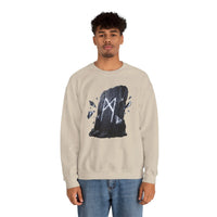 Mannaz Rune Stone Graphic Sweatshirt - Heavy Blend Crewneck Pullover - Unisex Off White