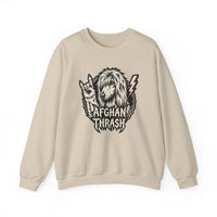 Headbanger Heavy Metal Dog Graphic Sweatshirt - Heavyweight Cotton Blend Fleece - Unisex White