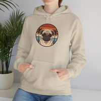 Pug 70s Sunset Aviator Hoodie - Heavyweight Cotton Blend Pullover Hoodie - Unisex White