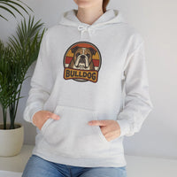 Bulldog Retro 70s Sunset Hoodie - Heavy Blend Fleece Pullover - Unisex White