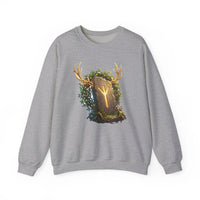 Elhaz Rune Antler Graphic Sweatshirt - Heavy Blend Fleece Crewneck - Unisex White