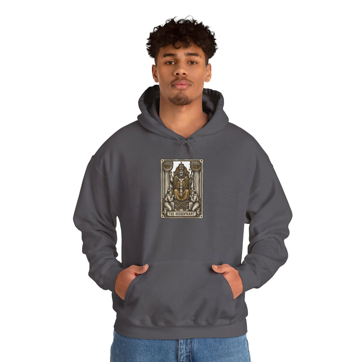 The Hierophant Tarot Card Hoodie - Heavyweight Fleece Pullover - Unisex White