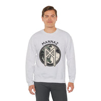 Mannaz Humanity Rune Graphic Sweatshirt - Heavy Blend Fleece Crewneck - Unisex White