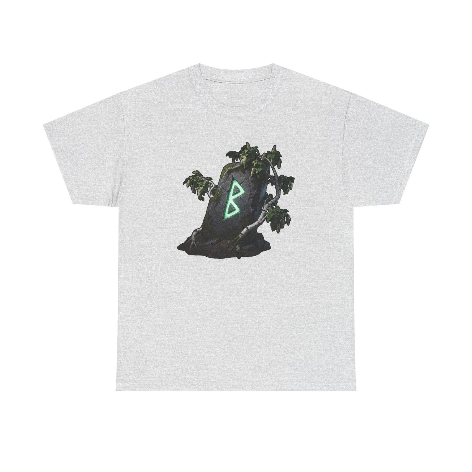 Berkana Rune Birch Tree Graphic T-Shirt - Heavy Cotton Classic Fit Tee - Unisex White