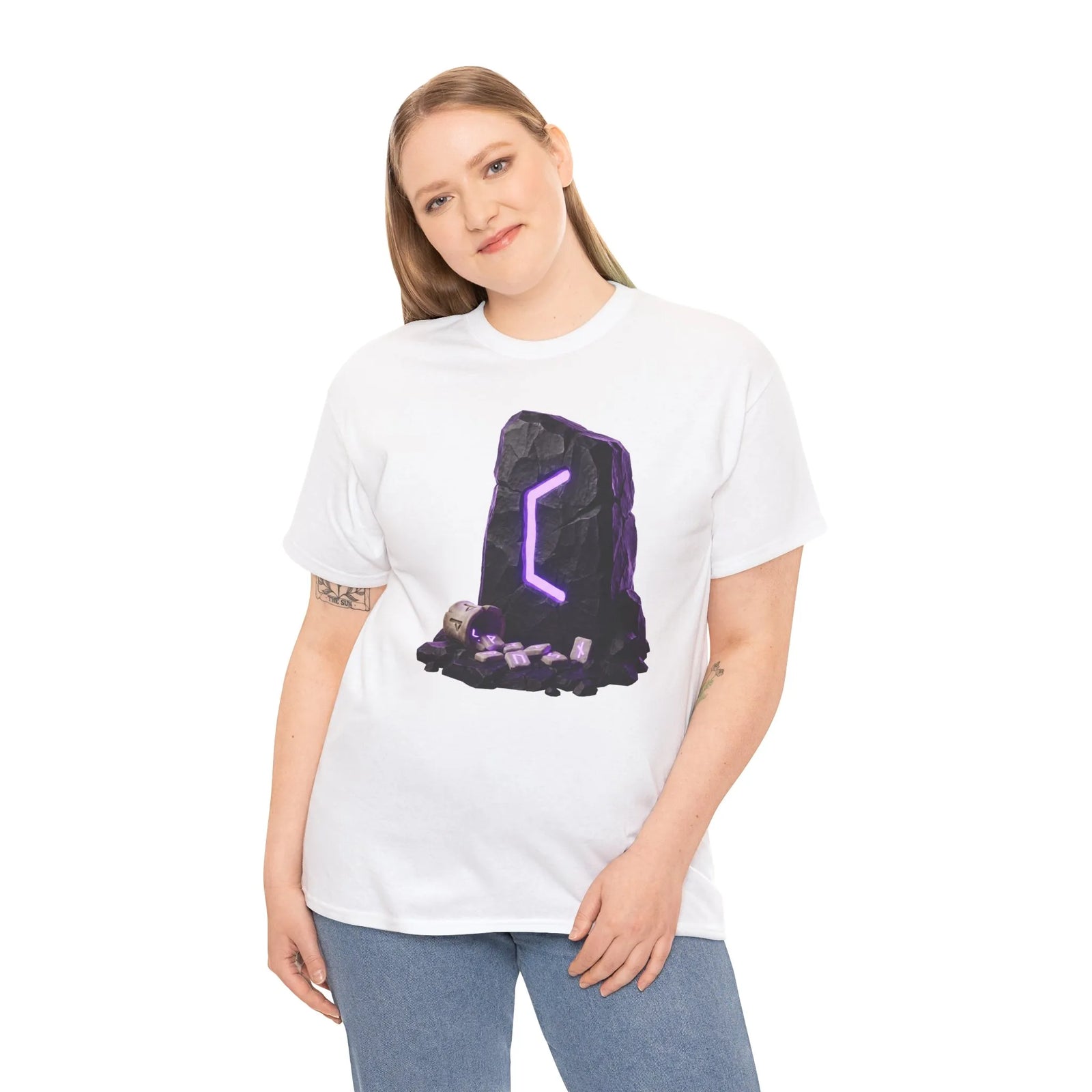 Perthro Rune Mystery Graphic T-Shirt - Heavy Cotton Classic Fit Crewneck Tee - Unisex White