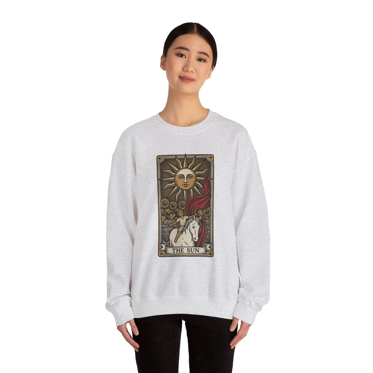 The Sun Tarot Card Sweatshirt - Heavy Blend Fleece Crewneck - Unisex White