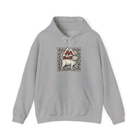 Valknut Cat Freyja's Sacred Cats Hoodie - Medium Weight Cotton Blend Pullover - Unisex White