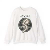 Sowulo Rune Sun Compass Sweatshirt - Heavy Blend Crewneck Fleece - Unisex White