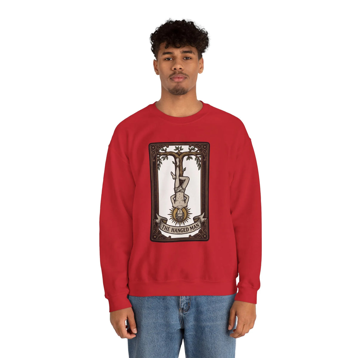 The Hanged Man Tarot Card Sweatshirt - Soft Fleece Classic Fit Crewneck - Unisex Off White