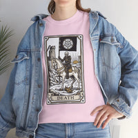 Death Tarot Card Knight Graphic T-Shirt - Heavyweight 100% Cotton Classic Fit Tee - Unisex White