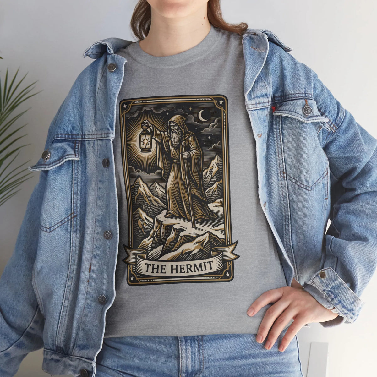 The Hermit Tarot T-Shirt - Medium Weight Cotton Classic Tee - Unisex White