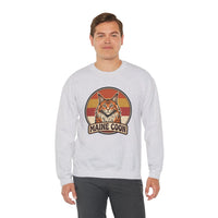 Maine Coon Retro 70s Sunset Sweatshirt - Soft 50/50 Cotton Blend Crewneck - Unisex White