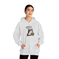 Player One 8-Bit Pixel Gaming Cats Hoodie - Soft Cotton Blend Fleece Pullover - Unisex White