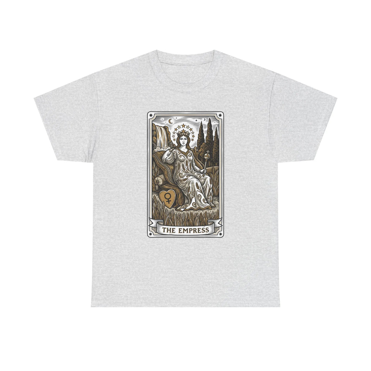 Empress Tarot Card Graphic T-Shirt - Heavy Cotton Classic Fit Tee - Unisex White