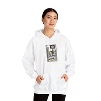 Death Tarot Card Graphic Hoodie - Medium-Heavy Cotton-Poly Blend Pullover - Unisex White