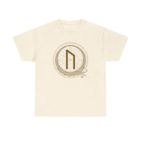 Uruz Rune Symbol Graphic T-Shirt - Heavyweight Cotton Classic Fit - Unisex White