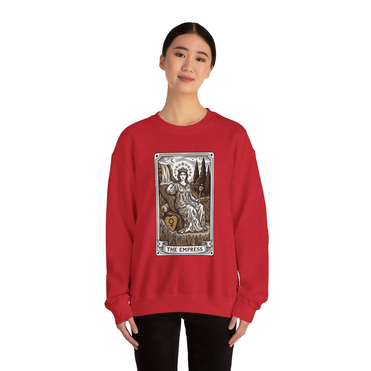 Major Arcana Empress Tarot Card Sweatshirt - Soft Heavy Blend Crewneck - Unisex White