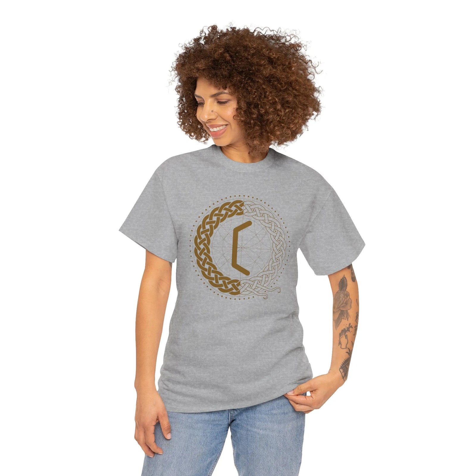 Perthro Rune Lot Cup T-Shirt - Heavy Cotton Classic Fit Tee - Unisex White