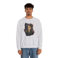 Wunjo Rune Blossom Sweatshirt - Heavy Blend Crewneck Fleece - Unisex Ash