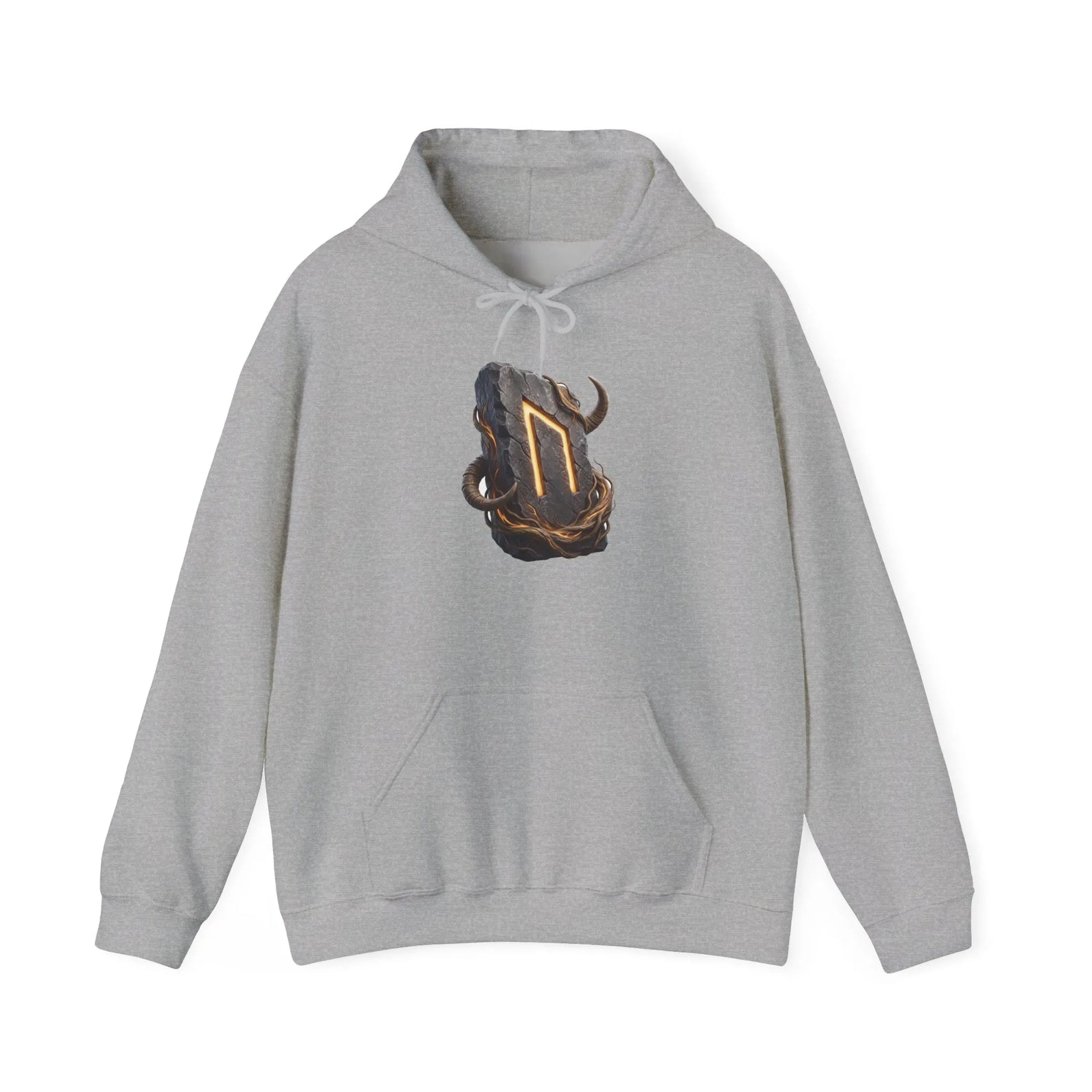 Uruz Runic Symbol Hoodie - Heavy Blend Fleece Pullover - Unisex Off White