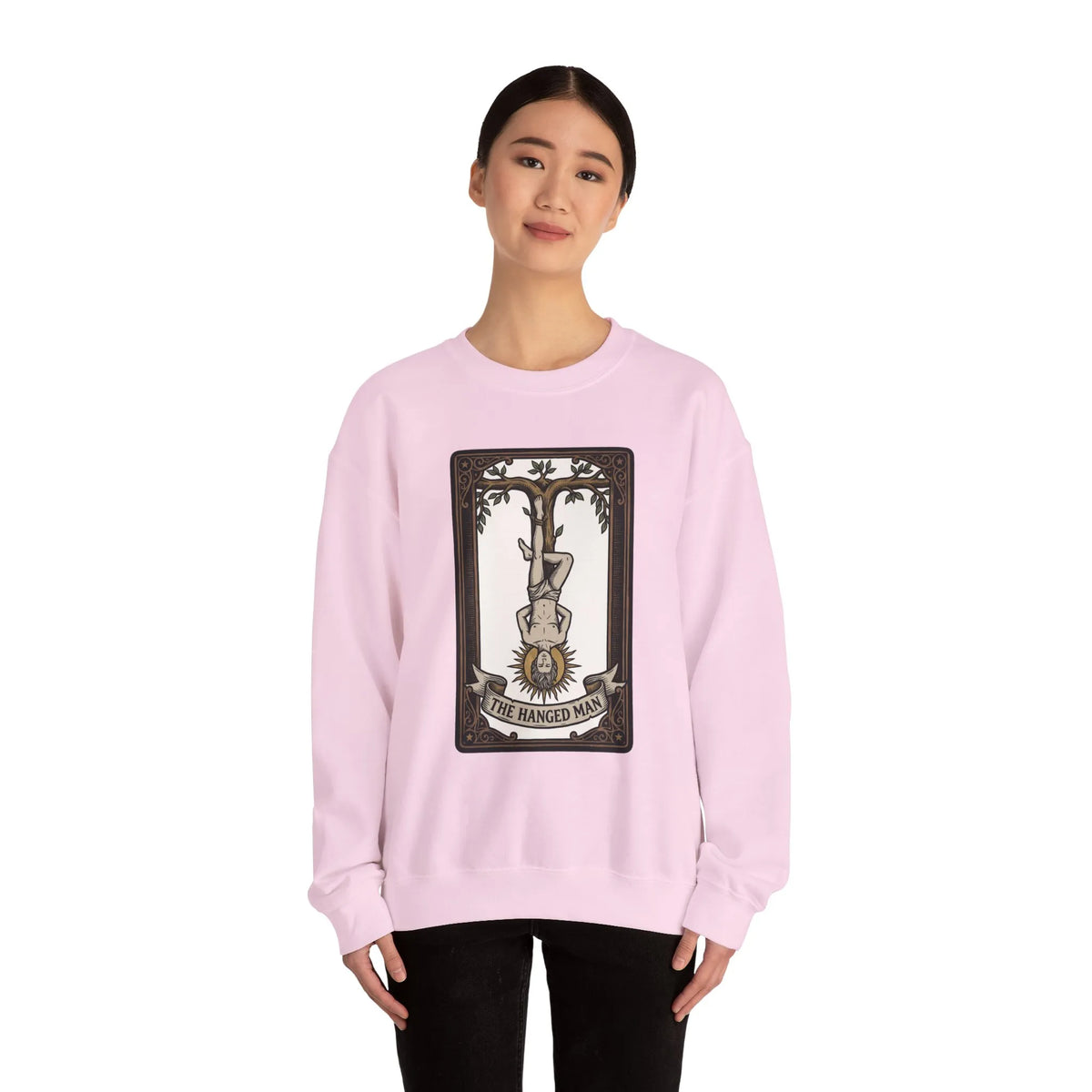 The Hanged Man Tarot Card Sweatshirt - Soft Fleece Classic Fit Crewneck - Unisex Off White