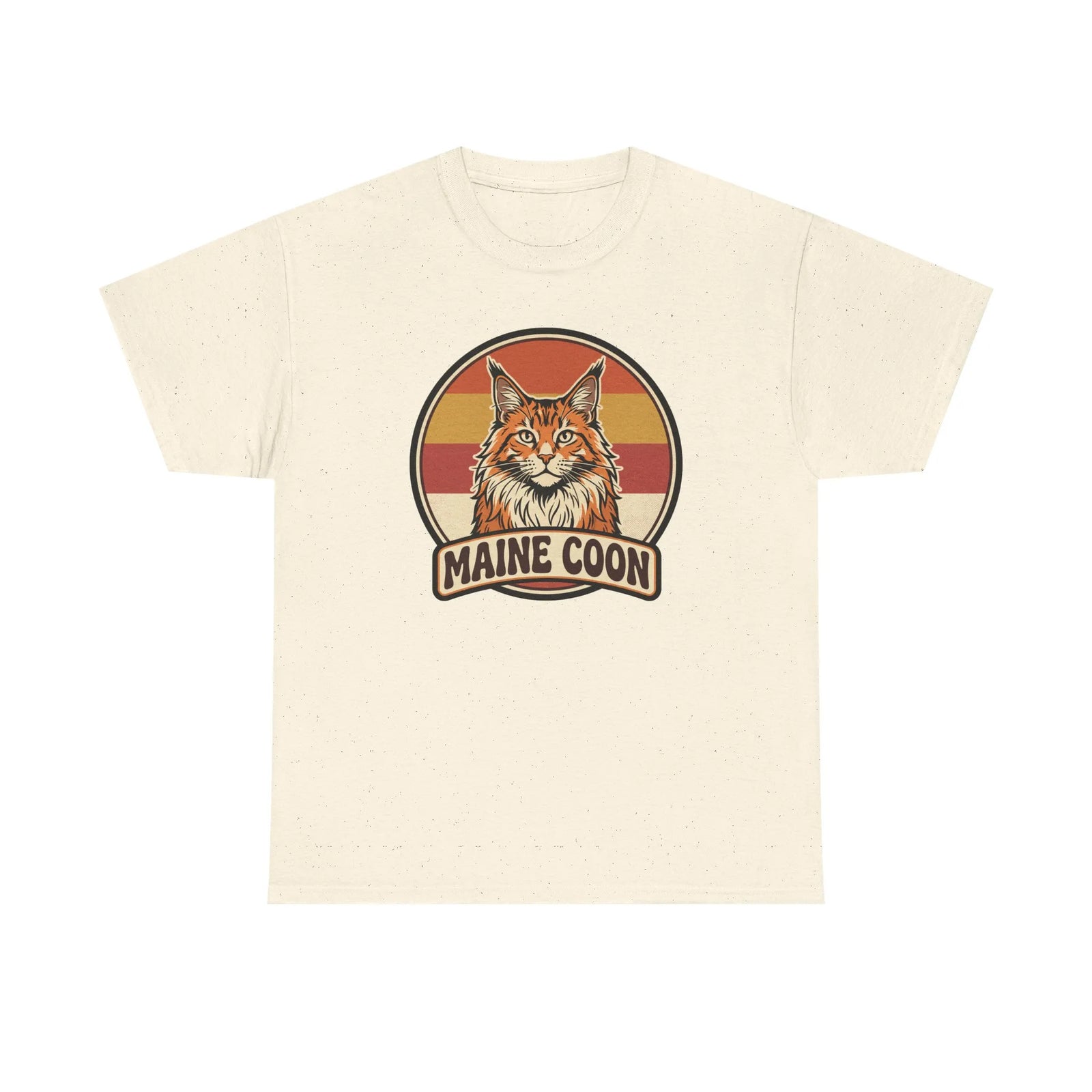 Maine Coon Retro 70s Sunset T-Shirt - Heavy Cotton Classic Fit Tee - Unisex White