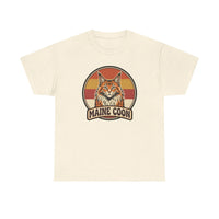 Maine Coon Retro 70s Sunset T-Shirt - Heavy Cotton Classic Fit Tee - Unisex White