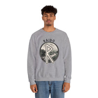 Raido Rune Journey Sweatshirt - Heavy Blend Classic Fit Crewneck - Unisex White
