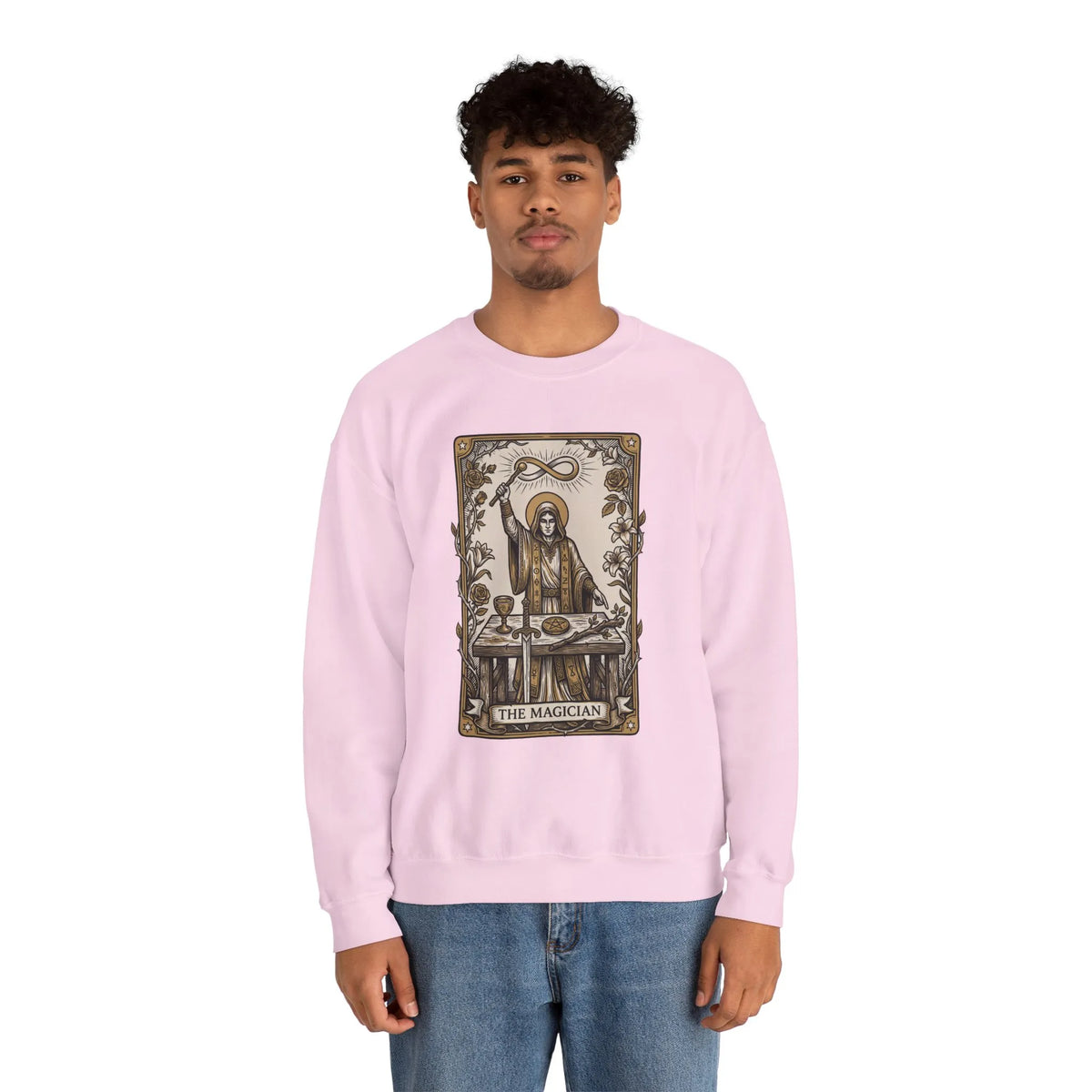 The Magician Tarot Card Sweatshirt - Heavy Blend Fleece Crewneck Pullover - Unisex Warm White