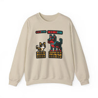 8-Bit Pixel Gaming Cats Boss Fight Sweatshirt - Heavyweight Cotton Blend Crewneck - Unisex Ash