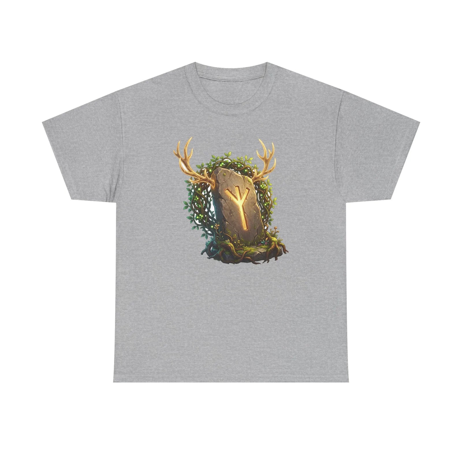 Elhaz Rune Elk Protection T-Shirt - Heavy Cotton Classic Fit Tee - Unisex White