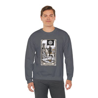 Tarot Death Card Graphic Sweatshirt - Heavy Blend Classic Fit Crewneck - Unisex White