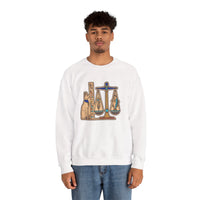 Egyptian Cat Scales Graphic Sweatshirt - Heavy Blend Fleece Crewneck - Unisex White