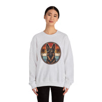 German Shepherd 70s Sunset Aviators Sweatshirt - Heavy Blend Cotton-Poly Crewneck - Unisex White