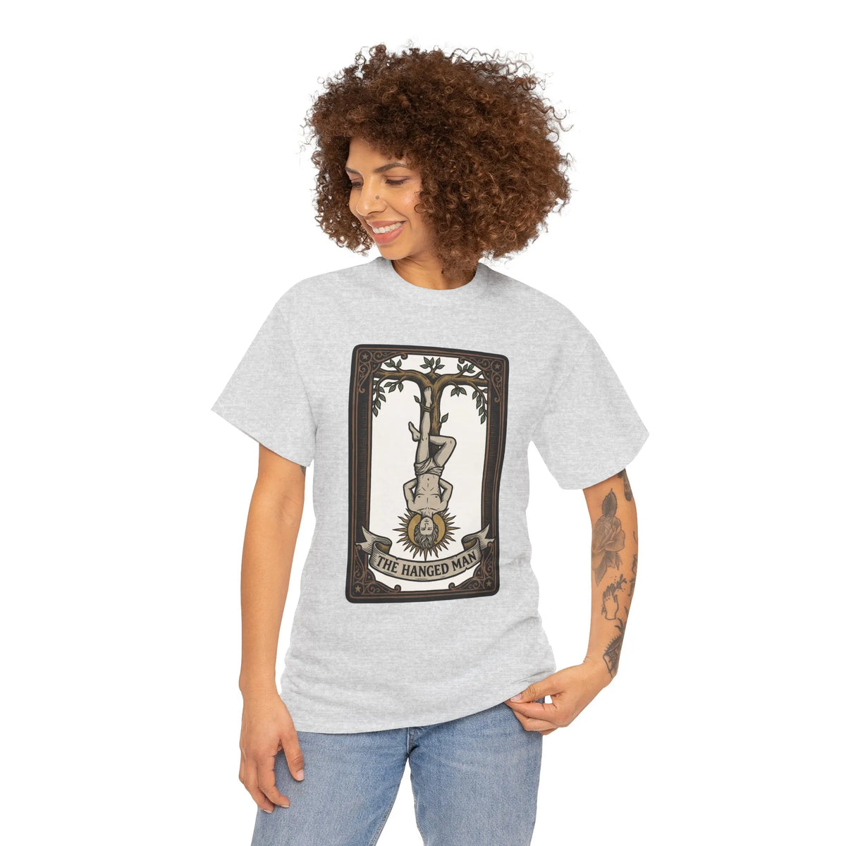 The Hanged Man Tarot Card T-Shirt - Heavy Cotton Classic Fit Tee - Unisex White