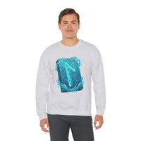 Laguz Water Rune Symbol Sweatshirt - Heavy Blend Crewneck Fleece - Unisex Ash Gray