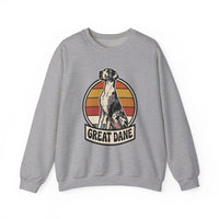 Great Dane Retro Sunset Breeds Sweatshirt - Heavy Blend Crewneck 50/50 Cotton Poly - Unisex White