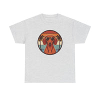 Cool Dachshund 70s Sunset Aviator T-Shirt - Heavy Cotton Classic Fit Tee - Unisex White