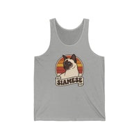 Retro 70s Sunset Siamese Cat Tank Top - Soft Lightweight Combed Cotton Tank - Unisex White