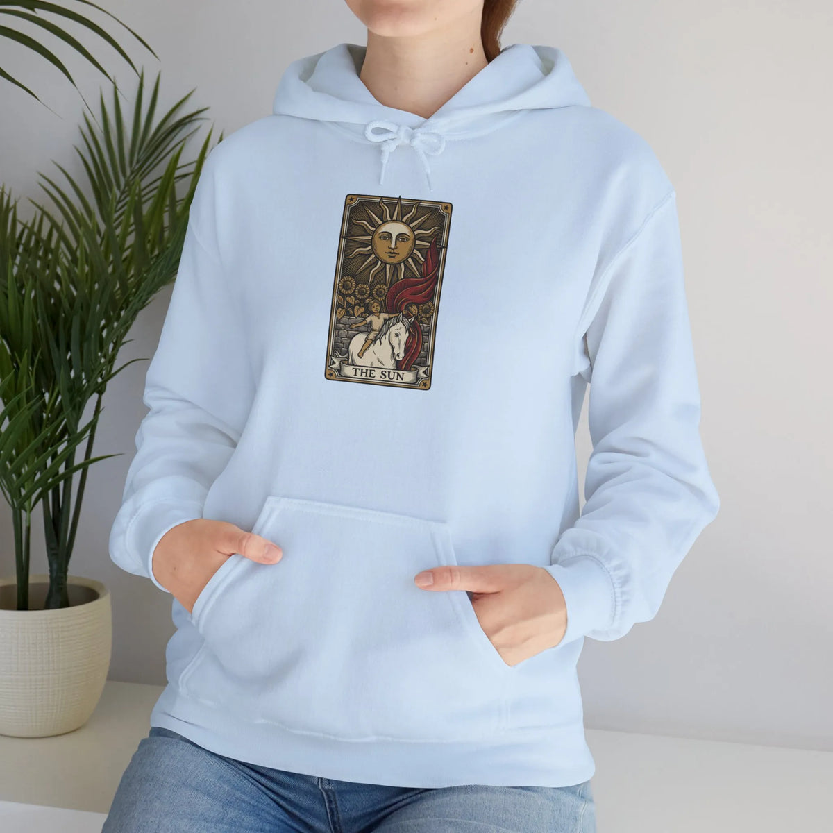 The Sun Tarot Card Hoodie - Heavy Blend Cotton-Poly Fleece Pullover - Unisex White