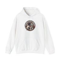 Garmr Odin's Wolves Norse Woodcut Hoodie - Heavy Blend Fleece Pullover - Unisex White
