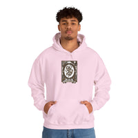 The World Tarot Card Graphic Hoodie - Heavyweight Cotton Blend Pullover - Unisex White