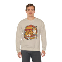 Orange Tabby Retro Sunset Graphic Sweatshirt - Heavy Blend Crewneck Fleece - Unisex White