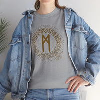Mannaz Rune Humanity Graphic T-Shirt - Heavy Cotton Classic Fit Tee - Unisex White
