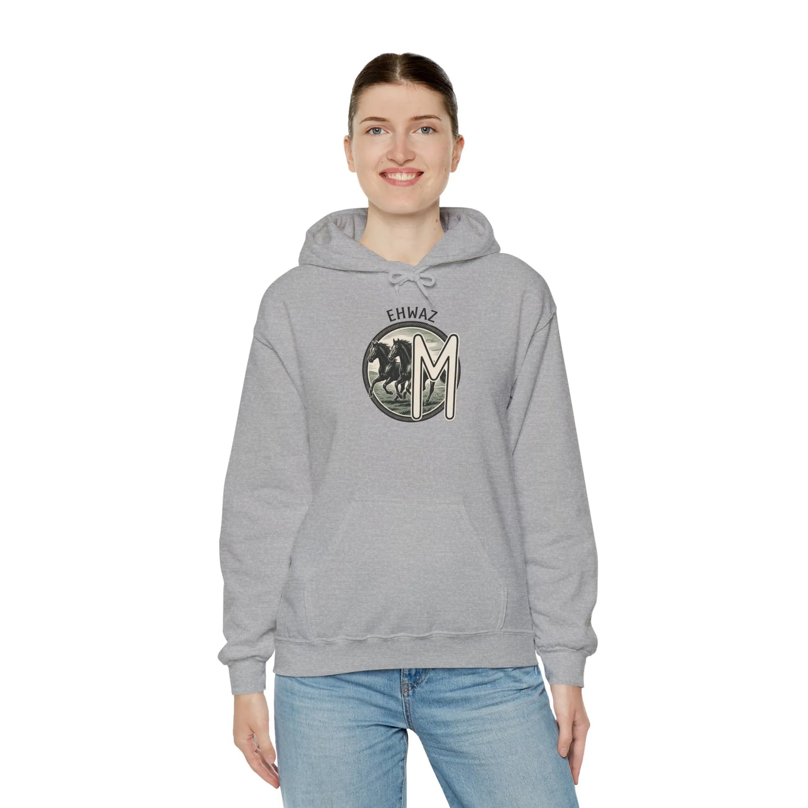 Ehwaz Divine Twins Horse Rider Hoodie - Medium-Heavy Cotton Blend Hoodie - Unisex White
