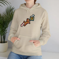 8-Bit Pixel Gaming Dog Fetch Quest Hoodie - Medium Heavy Blend Fleece Pullover - Unisex Off White
